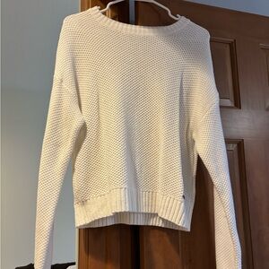 Hollister Cream Waffle-Knit Crewneck Sweater